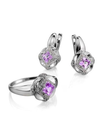 Voluptuous Silver Ring With Amethyst And Crystals, Ring Size: 7 / 17.5, image , picture 4