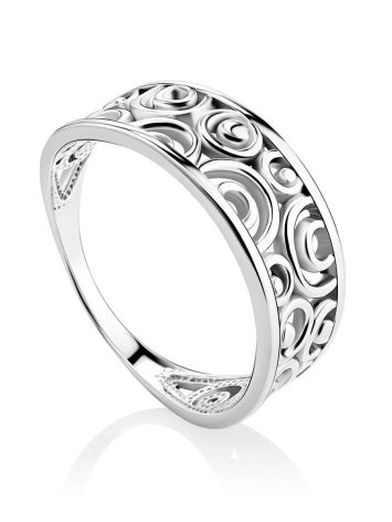 Silver Laser Cut Band Ring The Sacral, Ring Size: 7 / 17.5, image 