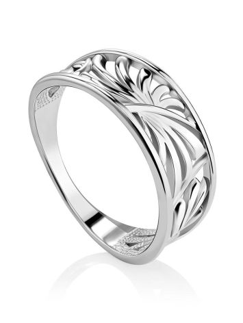 Silver Leaf Cut Out Ring The Sacral, Ring Size: 7 / 17.5, image 