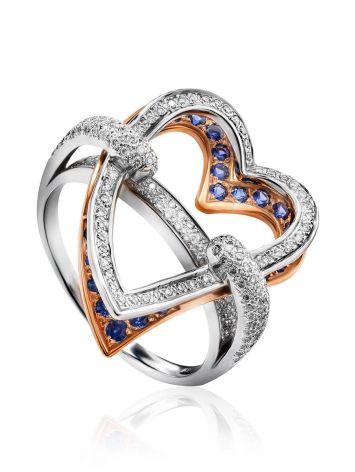 Fabulous Heart Shaped Diamond Ring With Sapphires, Ring Size: 8.5 / 18.5, image 