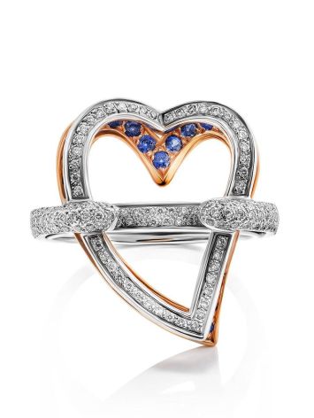 Fabulous Heart Shaped Diamond Ring With Sapphires, Ring Size: 8.5 / 18.5, image , picture 3