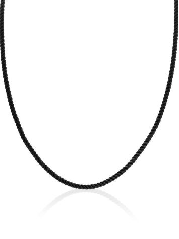Black Textile Cord Necklace								, Length: 50, image , picture 3