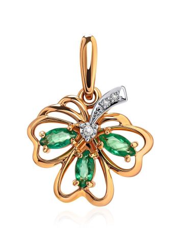 Amazing Golden Pendant With Emeralds And Diamonds The Legend, image 