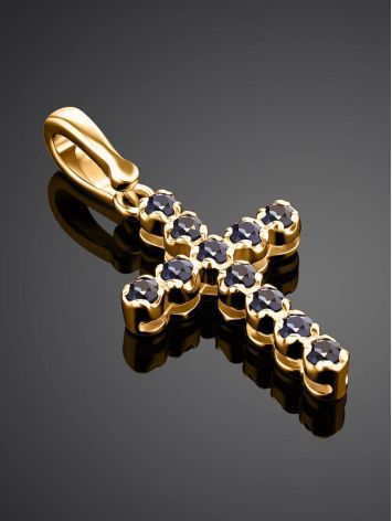 Versatile Gold Sapphire Cross Pendant, image , picture 2