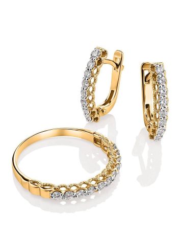 Classy Gold Diamond Earrings, image , picture 3