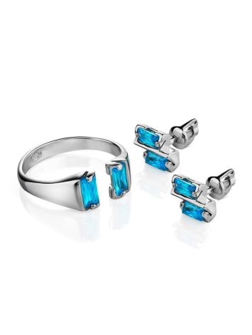 Designer Silver Ring With Synthetic Topaz, Ring Size: 6.5 / 17, image , picture 4