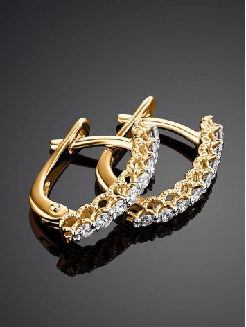 Classy Gold Diamond Earrings, image , picture 2