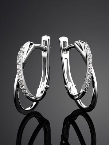 Stylish White Gold Diamond Earrings, image , picture 2