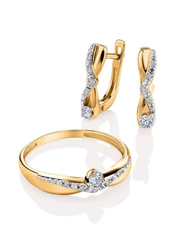 Elegant Gold Diamond Earrings, image , picture 3