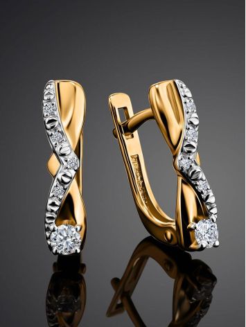 Elegant Gold Diamond Earrings, image , picture 2
