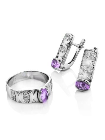Silver Earrings With Bright Amethysts, image , picture 3