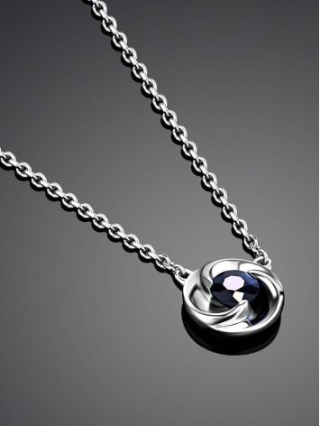 Laconic White Gold Sapphire Necklace, image , picture 2