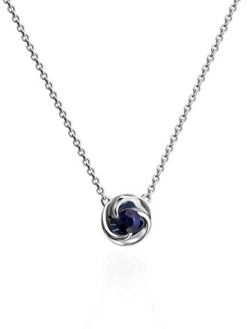 Laconic White Gold Sapphire Necklace, image 