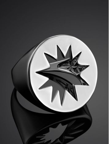 Bold Silver Signet Ring With Cut Out Detail The Enigma, Ring Size: 6.5 / 17, image , picture 2