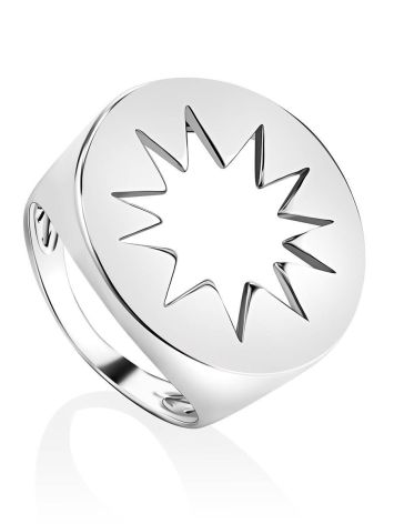 Bold Silver Signet Ring With Cut Out Detail The Enigma, Ring Size: 6.5 / 17, image 