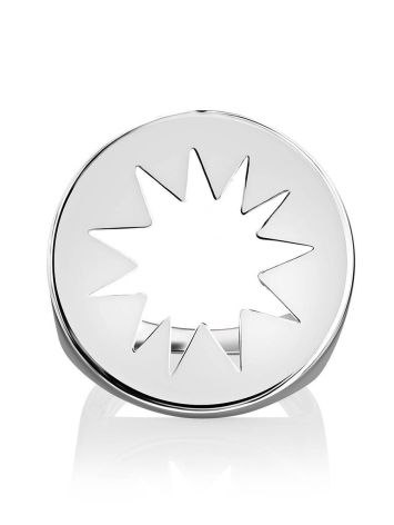 Bold Silver Signet Ring With Cut Out Detail The Enigma, Ring Size: 6.5 / 17, image , picture 3