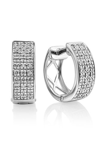 Elegant White Gold Diamond Earrings, image 