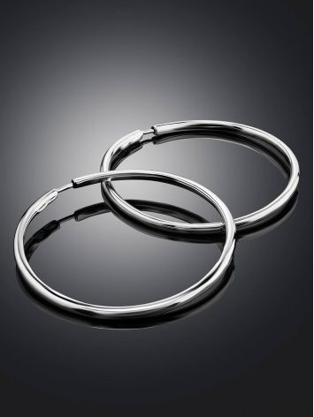 Sleek Sterling Silver Hoop Earrings, image , picture 2