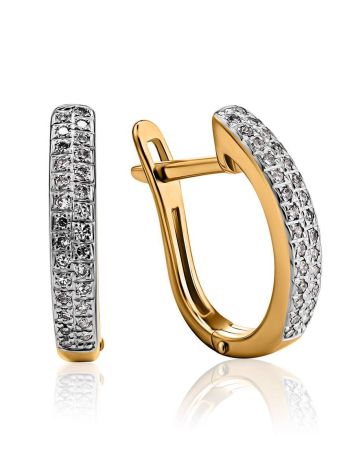 Chic Gold Diamond Earrings, image 
