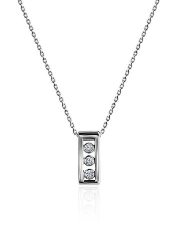 White Gold Necklace With Geometric Diamond Pendant, image 