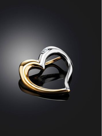 Golden Heart Shaped Pendant With Diamond, image , picture 2