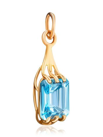 Geometric Golden Pendant With Topaz, image , picture 3