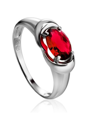 Laconic Silver Ring With Garnet, Ring Size: 5.5 / 16, image 