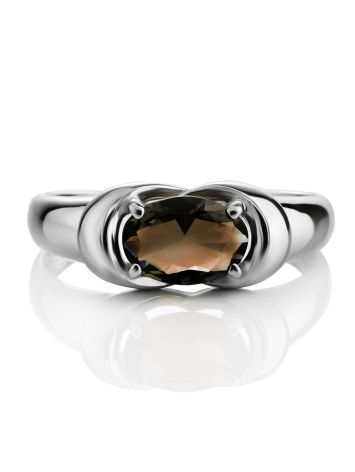 Simplistic Silver Ring With Smoky Quartz, Ring Size: 6.5 / 17, image , picture 3