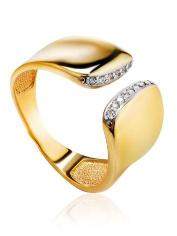 Magnificent Gold Plated Open Ring With Crystals, Ring Size: 6 / 16.5, image 