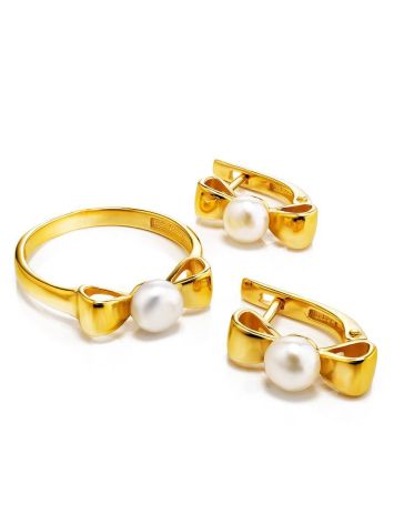 Classy Gold Plated Pearl Ring, Ring Size: 6 / 16.5, image , picture 4