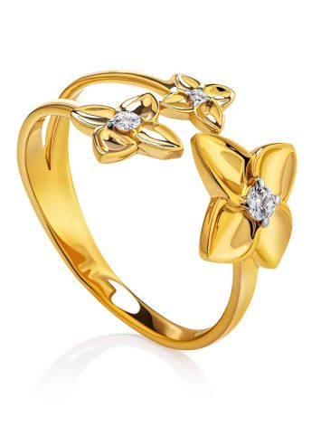 Floral Design Gold Plated Silver Ring, Ring Size: 5.5 / 16, image 