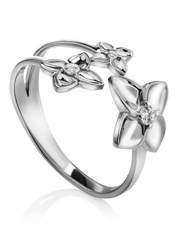Charming Silver Floral Ring, Ring Size: 5 / 15.5, image 