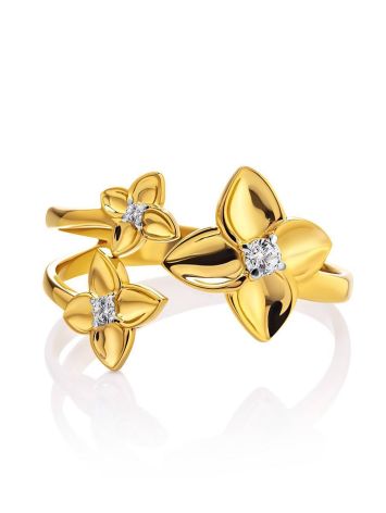 Floral Design Gold Plated Silver Ring, Ring Size: 5.5 / 16, image , picture 3