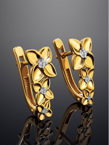 Floral Design Gold Plated Silver Earrings, image , picture 2