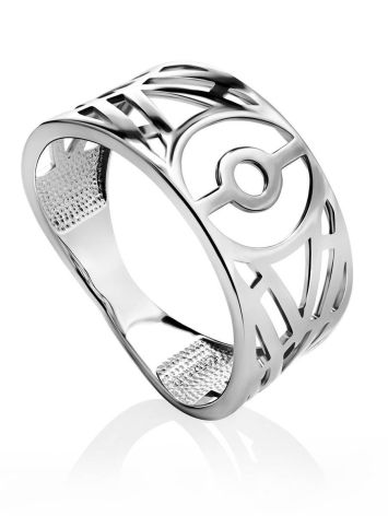 Bold Geometric Silver Band Ring The Sacral, Ring Size: 8.5 / 18.5, image 