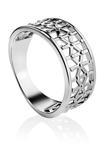 Geometric Silver Band Ring The Sacral, Ring Size: 8 / 18, image 