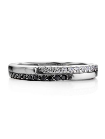 Ultra Stylish Silver Ring With Black And White Crystals, Ring Size: 5.5 / 16, image , picture 3