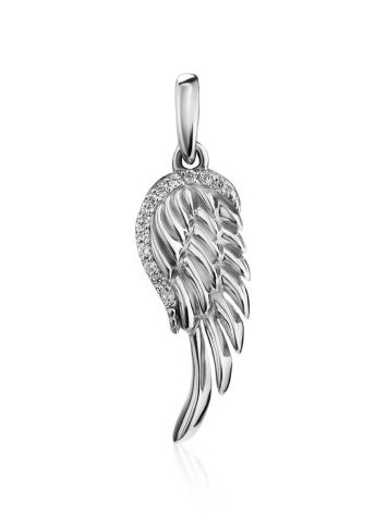 Silver Wing Pendant With Crystals, image 