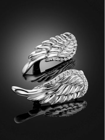 Silver Crystal Wing Earrings, image , picture 2