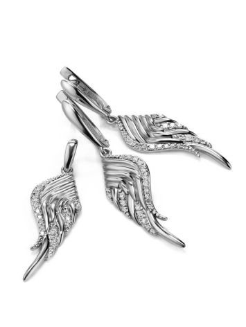 Amazing Silver Wing Dangles With Crystals, image , picture 4