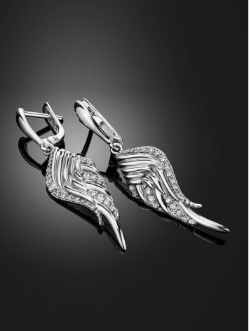 Amazing Silver Wing Dangles With Crystals, image , picture 2