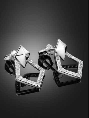 Geometric Silver Crystal Studs The Astro, image , picture 2