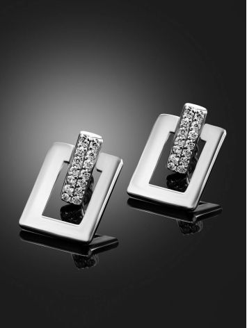 Geometric Silver Studs With Crystals The Astro, image , picture 2