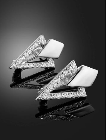 Triangle Silver Crystal Earrings The Astro, image , picture 2