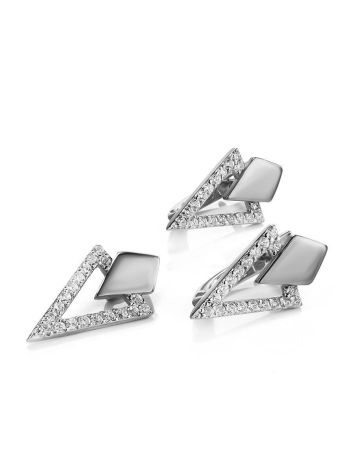 Triangle Silver Crystal Earrings The Astro, image , picture 3