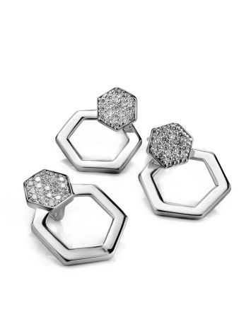 Amazing Silver Crystal Stud Earrings The Astro, image , picture 3
