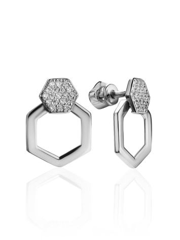 Amazing Silver Crystal Stud Earrings The Astro, image 