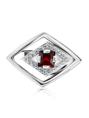 Vintage Style Silver Ring With Garnet And Crystals, Ring Size: 6.5 / 17, image , picture 3