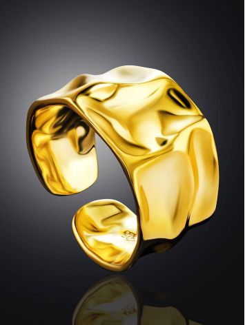 Stunning Sculpted Gold-Plated Silver Ring The Liquid, Ring Size: Adjustable, image , picture 2