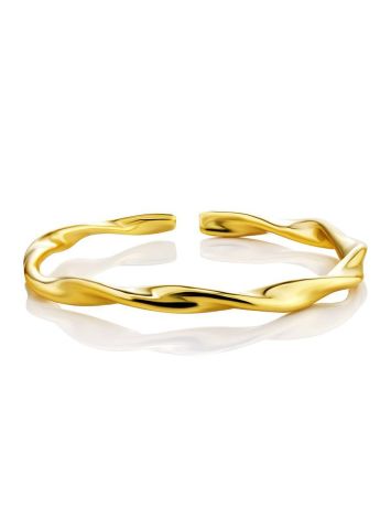 Wavy Beautiful Gold-Plated Silver Ring The Liquid, Ring Size: Adjustable, image , picture 3
